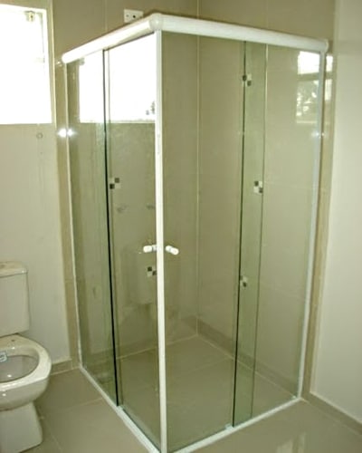 box de canto vidro incolor kit branco